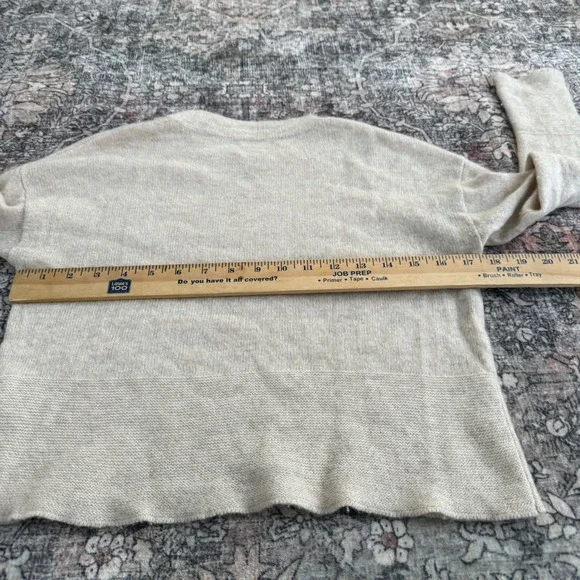 BRODIE Fine Cashmere Cropped Crew Neck Long Sleeve Sweater Light Beige Size S - Picture 6 of 6